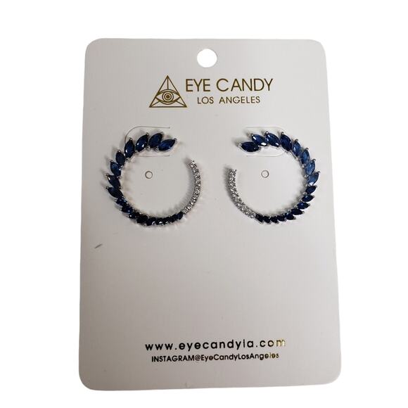 EYE CANDY LOS ANGELES Roman Graduated Dangle Earrings in Blue/Silver NEW - Picture 3 of 5